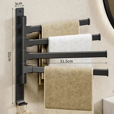 Porte-serviettes mural vertical | Eleganza™ - Astuces rangement Noir 4 barres