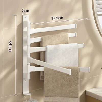 Porte-serviettes mural vertical | Eleganza™ - Astuces rangement Blanc 5 barres