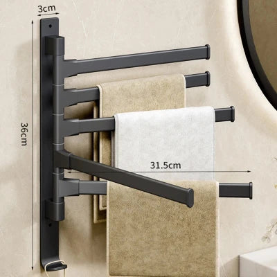 Porte-serviettes mural vertical | Eleganza™ - Astuces rangement Noir 5 barres